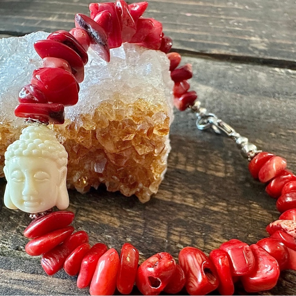 Red Coral Buddha Bracelet